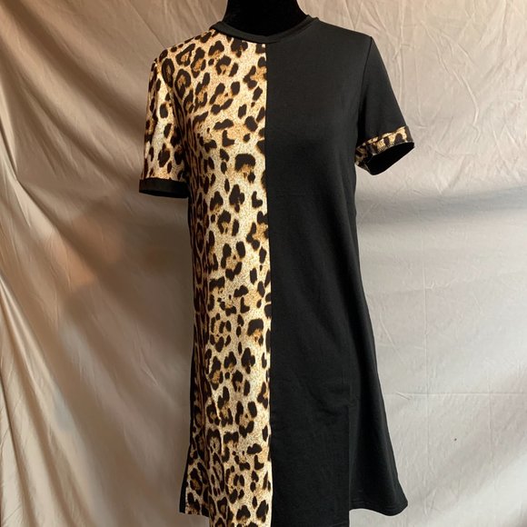 Two Tone Tee Leopard Dress - Picture 6 of 6
